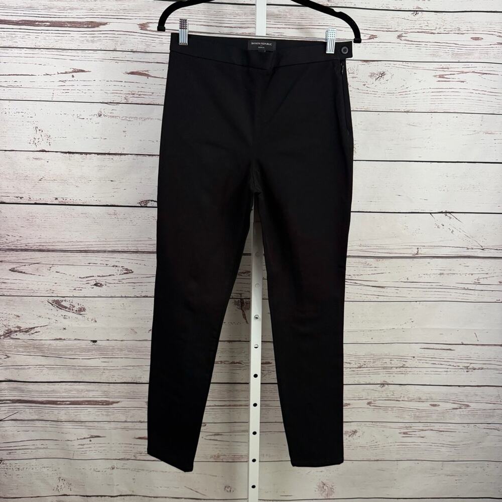Banana Republic High Waist Sloan Fit Zippered Ankles Black Slim Dress Pants Sz 8